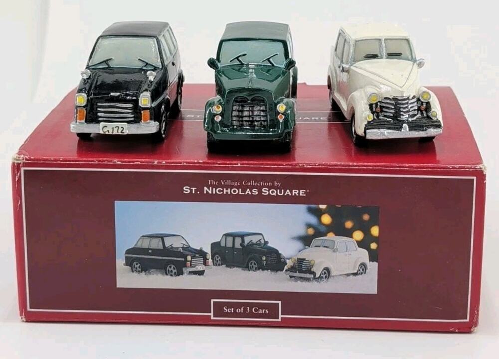 Village Collection St Nicholas Square Set of 3 Cars Christmas Village Decor
